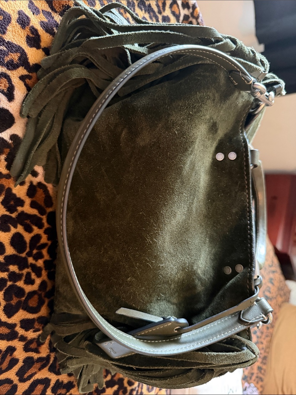 Coach Olive Green Suede Fringe Shoulder Bag - Picture 2 of 8